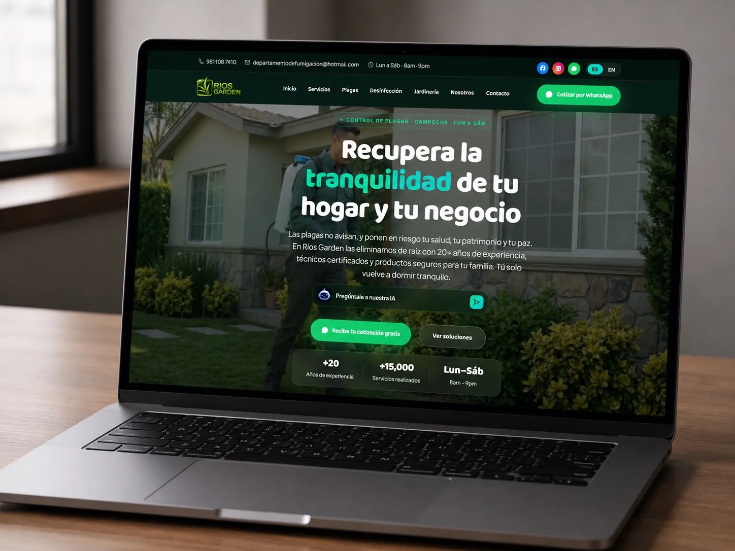 Rios Garden — control de plagas en Campeche, hecha por Genesis Nexa