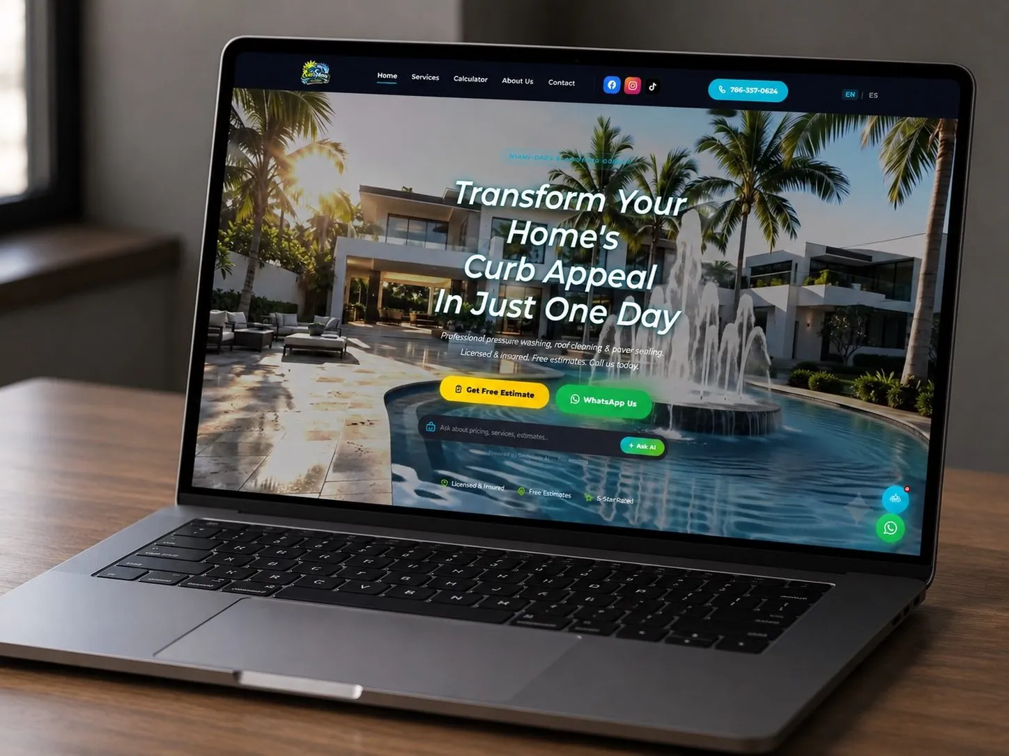 SunSplash Cleaning — pressure washing en Miami, hecha por Genesis Nexa